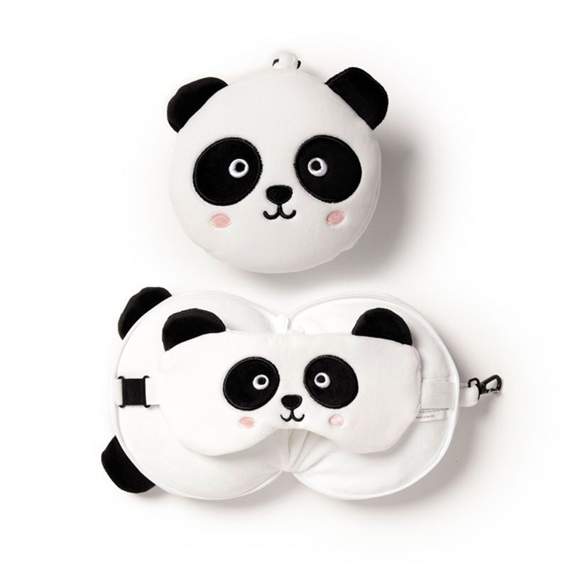 TRAVELMALL RELAXEAZZZ 3D Panda Shaped Multi-functional Travel Comfort Pillow Eye Mask Set