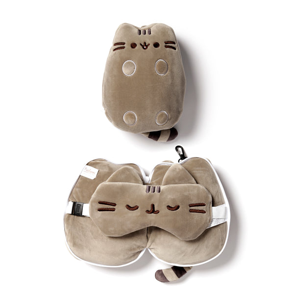 Officially Licensed Pusheen Cat Shaped Travel Pillow & Eye Mask Set