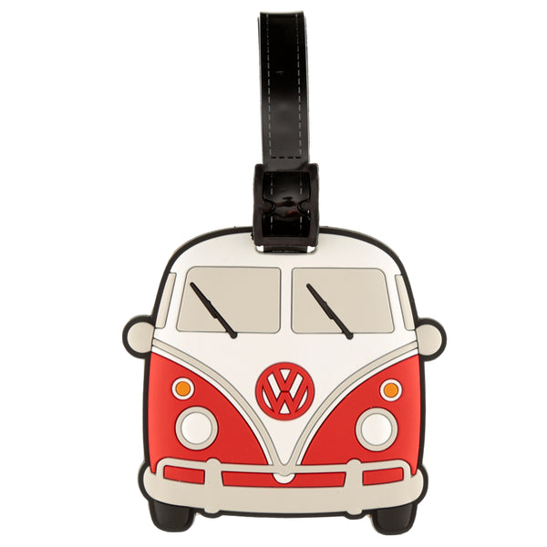 Officially Licensed VW T1 Shaped Luggage Tag, Red White Two-Tone Edition
