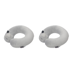 Travelmall Switzerland Award-Winning Pocket-Pump Inflatable Neck Pillow with 3D Patented Pump – Grey Edition (Twin Pack)