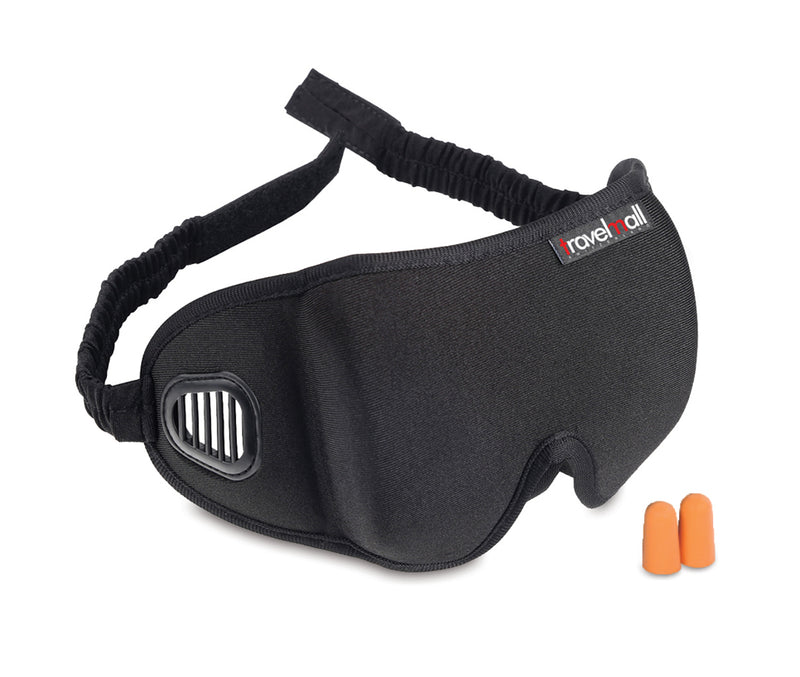 Travelmall Switzerland 3D Breathable Sleep Mask Set with built-in air vents and ear plugs