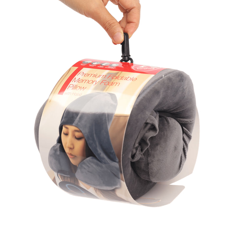 Travelmall Switzerland Premium 2-in-1 Foldable Memory Foam Pillow with Hood