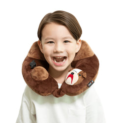 Travelmall Inflatable Neck Pillow with Patented 3D Pump, Bull Dog Brown Edition