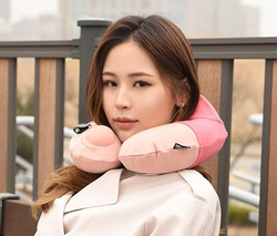 Travelmall Switzerland Inflatable Nursing Neck Pillow With Patented 3D Pump Pink